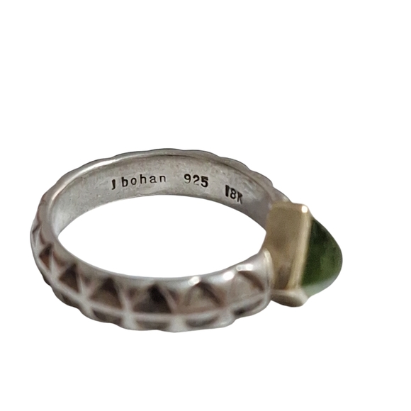 Jane Bohan 18k & 925 With Peridot Modernist Geometric Triangle Design Ring Sz 7 - Picture 2 of 9